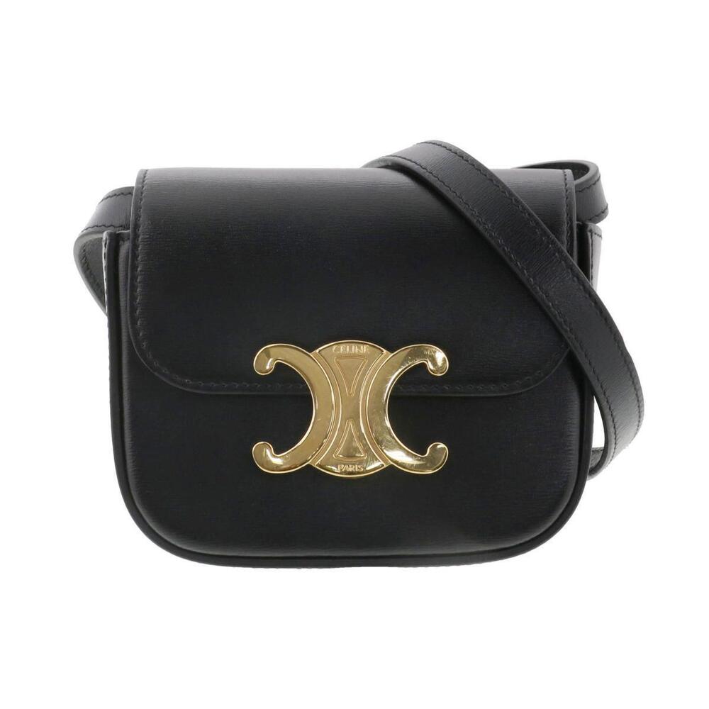 CELINE Trio Shoulder Bag Messenger Black
